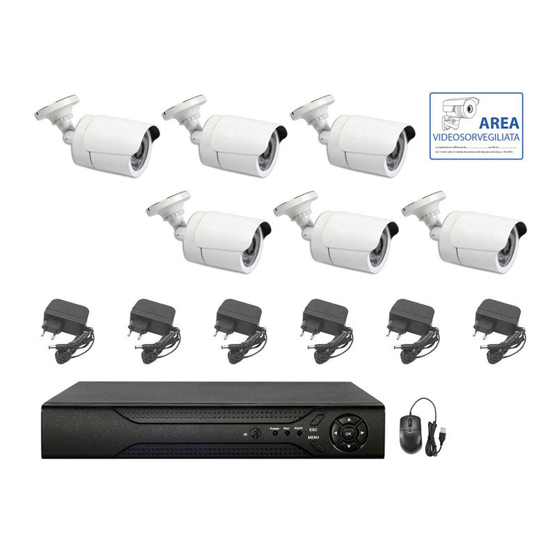 Kit Videosorveglianza Ahd 6 Telecamere Ahd Infrarossi 5 Mpx Ip Dvr 8 Canali