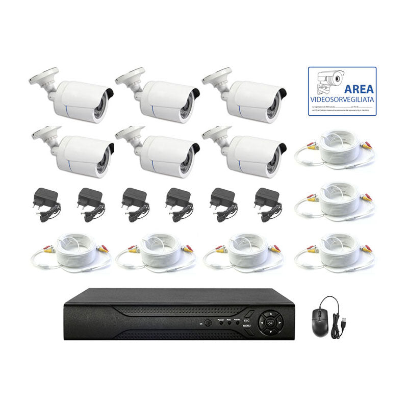 Kit Videosorveglianza Ahd 6 Telecamere Ahd Ir 5 Mpx Cavi Ip Dvr 8 Canali
