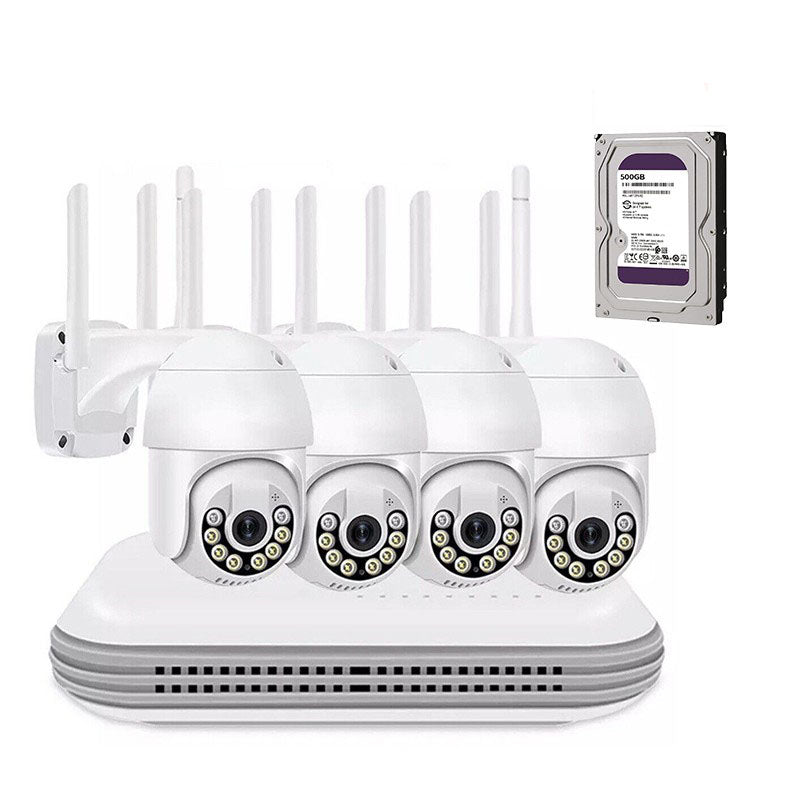 Kit Videosorveglianza Wireless Ptz Ip 4 Telecamere 5 Mpx Wifi Da Remoto 1 Tb