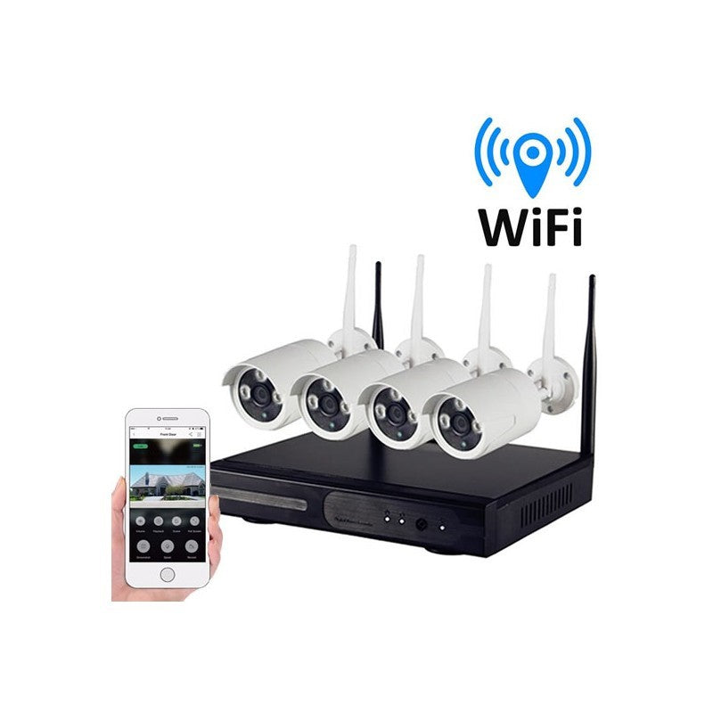 Kit Videosorveglianza Wireless Full Hd Ip 4 Telecamere 2 Mpx Wifi Da Remoto Hd 320 Gb