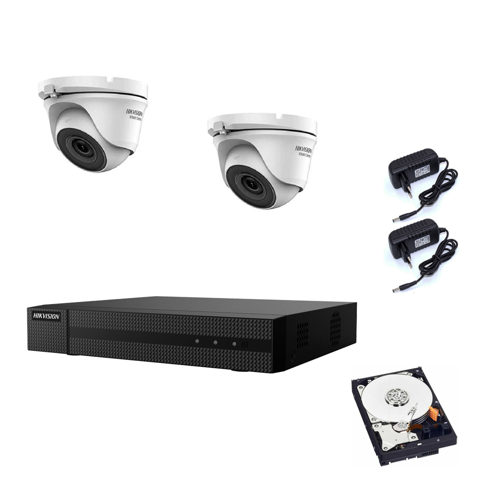 Kit Videosorveglianza Hikvision Dvr 4 Canali 2 Telecamere 2 Mpx Hd 1Tb