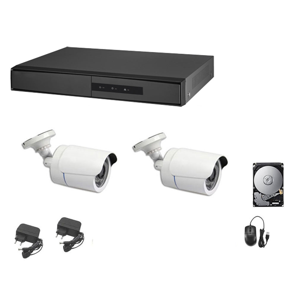 Kit Videosorveglianza Ahd Cloud Dvr 4 Canali 2 Telecamere 5 Mpx Hd 2 Tb