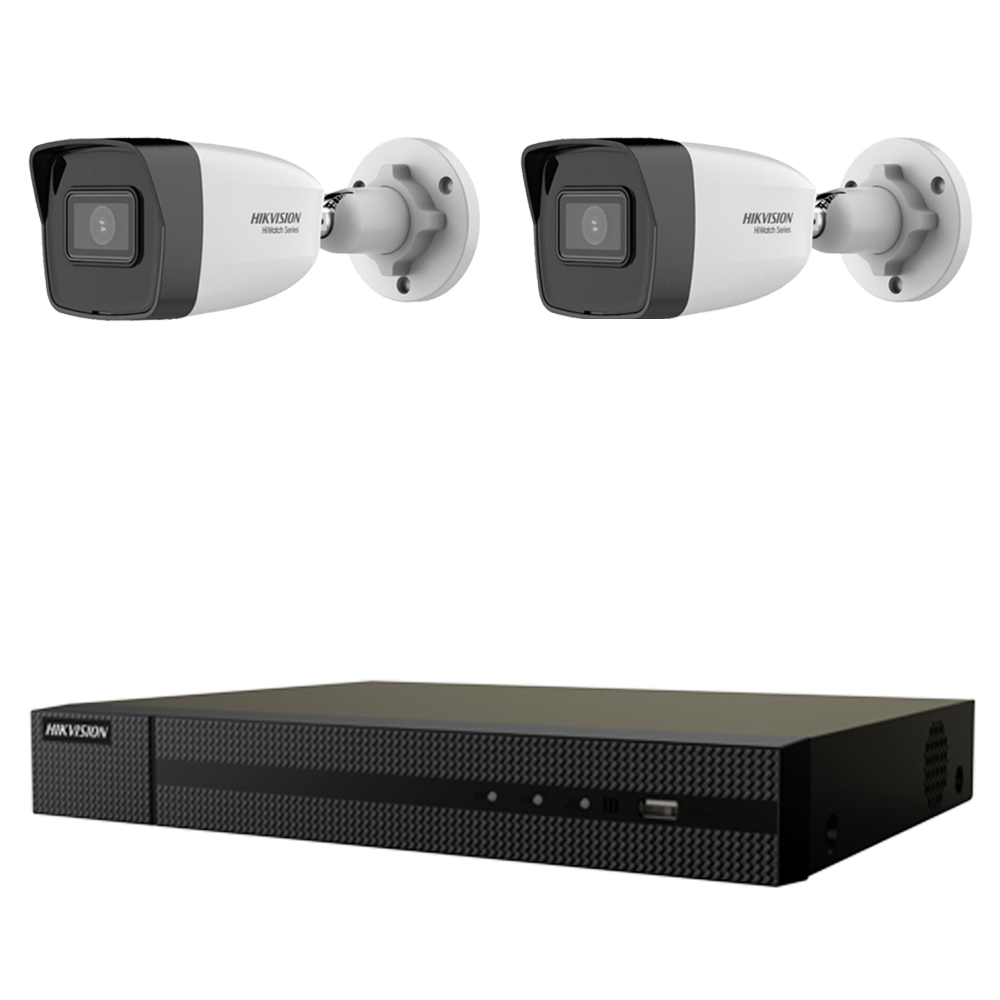 Kit Videosorveglianza Hikvision 2 Telecamere 2Mpx Nvr Hiwatch 4 Canali 6 Mpx