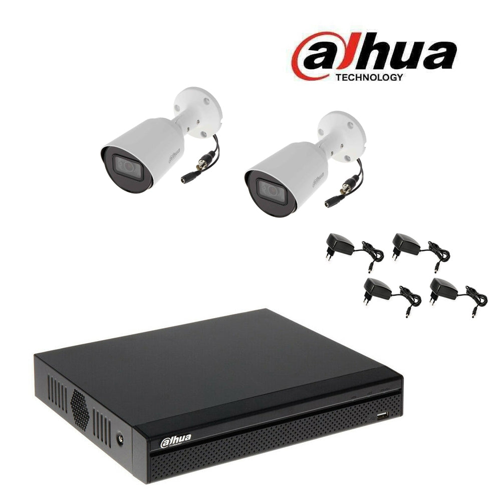 Kit Videosorveglianza Dahua Dvr 4 Canali 2 Telecamere 2 Mpx
