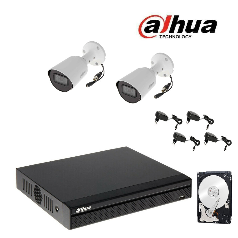 Kit Telecamere Dahua Dvr 4 Canali 2 Telecamere 2 Mpx Hd 1 Tb