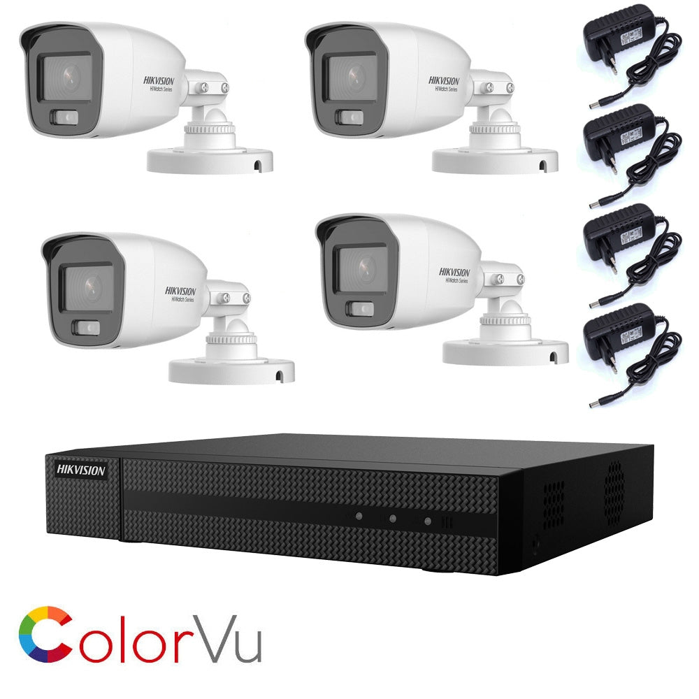 Kit Videosorveglianza Hikvision 2 Mpx 4 Telecamere Ahd Colorvu