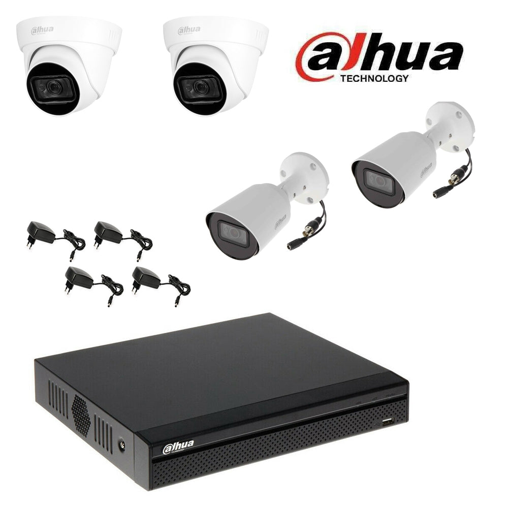 Kit Videosorveglianza Dahua Dvr 4 Canali 4 Telecamere 2 Mpx