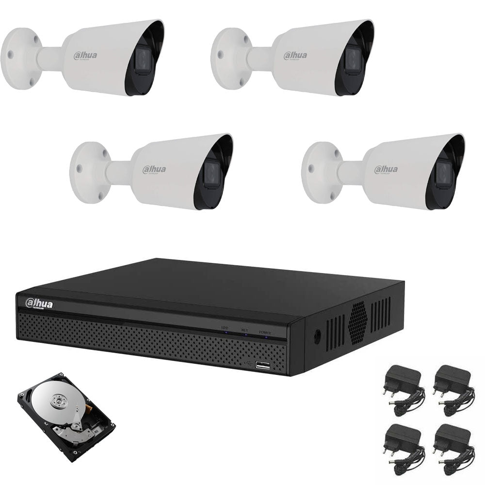 Kit Videosorveglianza Dahua 4 Telecamere Infrarossi 2 Mpx Ip Cloud  Hd 1 Tb