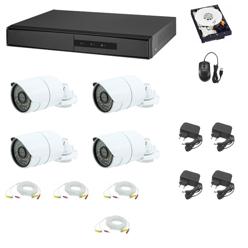 Kit Videosorveglianza  Ahd 5 Mpx Cloud Dvr Ibrido P2P Hd 2 Tb Cavi