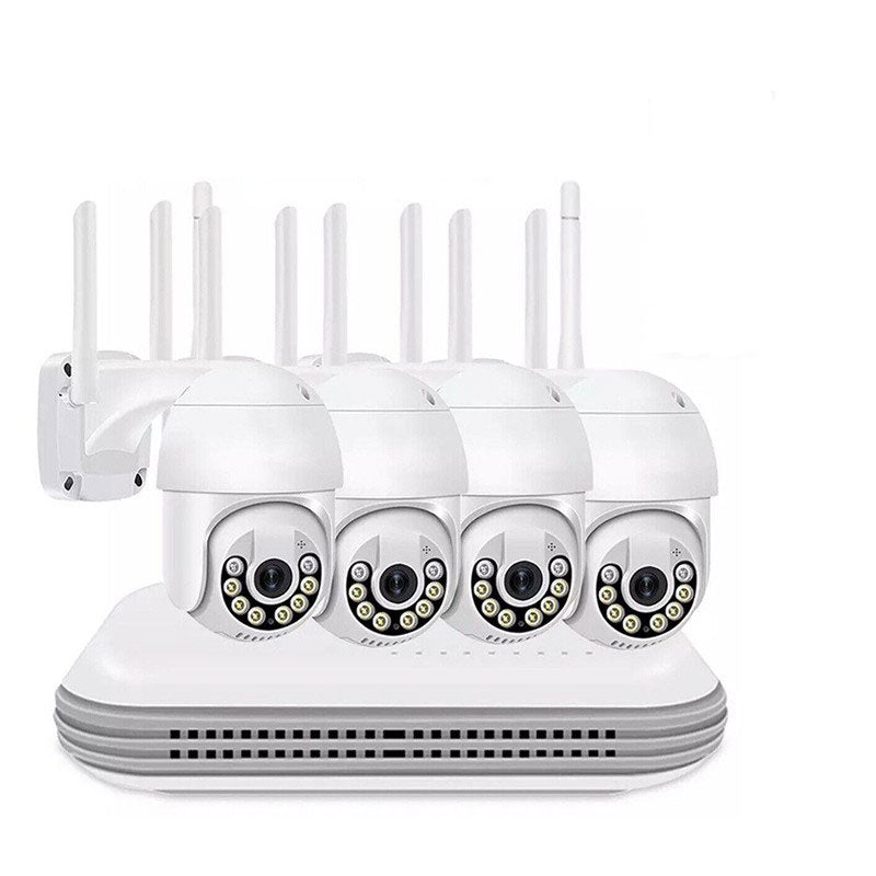 Kit Videosorveglianza Wireless Ptz Ip 4 Telecamere 5 Mpx Wifi Da Remoto Wifi
