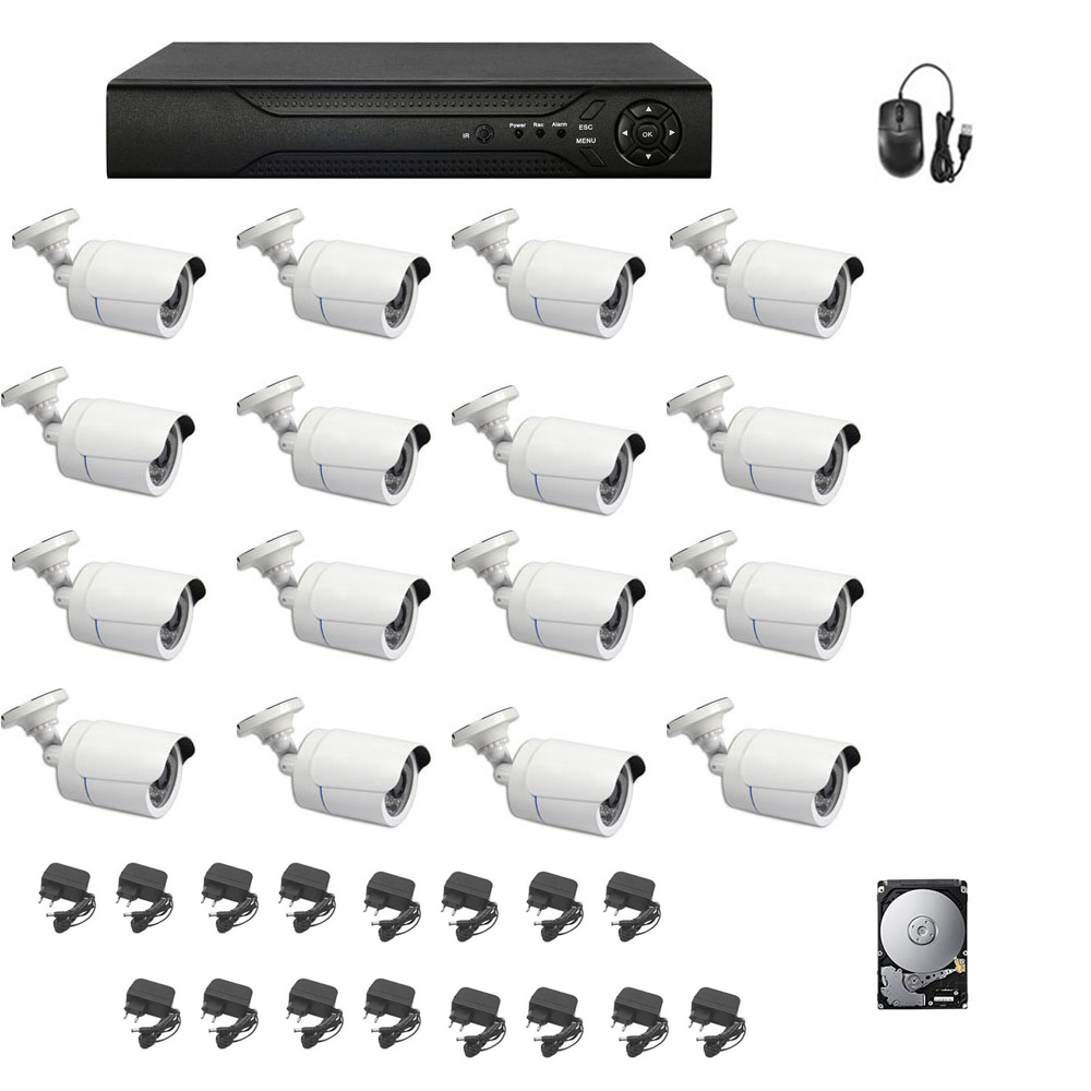 Kit Videosorveglianza Ahd 16 Telecamere 5 Mpx Dvr 16 Ch 1 Tb