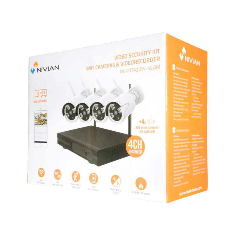 Kit Videosorveglianza Wireless Full Hd Ip 4 Telecamere 3 Mpx Wifi Hd 1 Tb