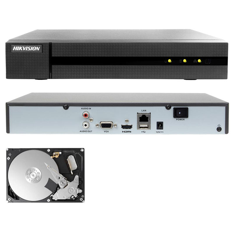 Nvr 4 Canali Hikvision Onvif 8 Mp H265+ Hwn-4104Mh 4K P2P  Hd 2 Tb