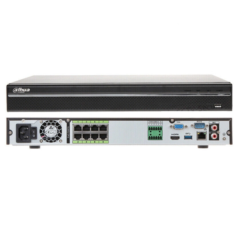 NVR Dahua 8 Channels POE IP 4K Ultra-HD 12 Mpx 320 Mbps H.265 Pro Series HD 500 GB