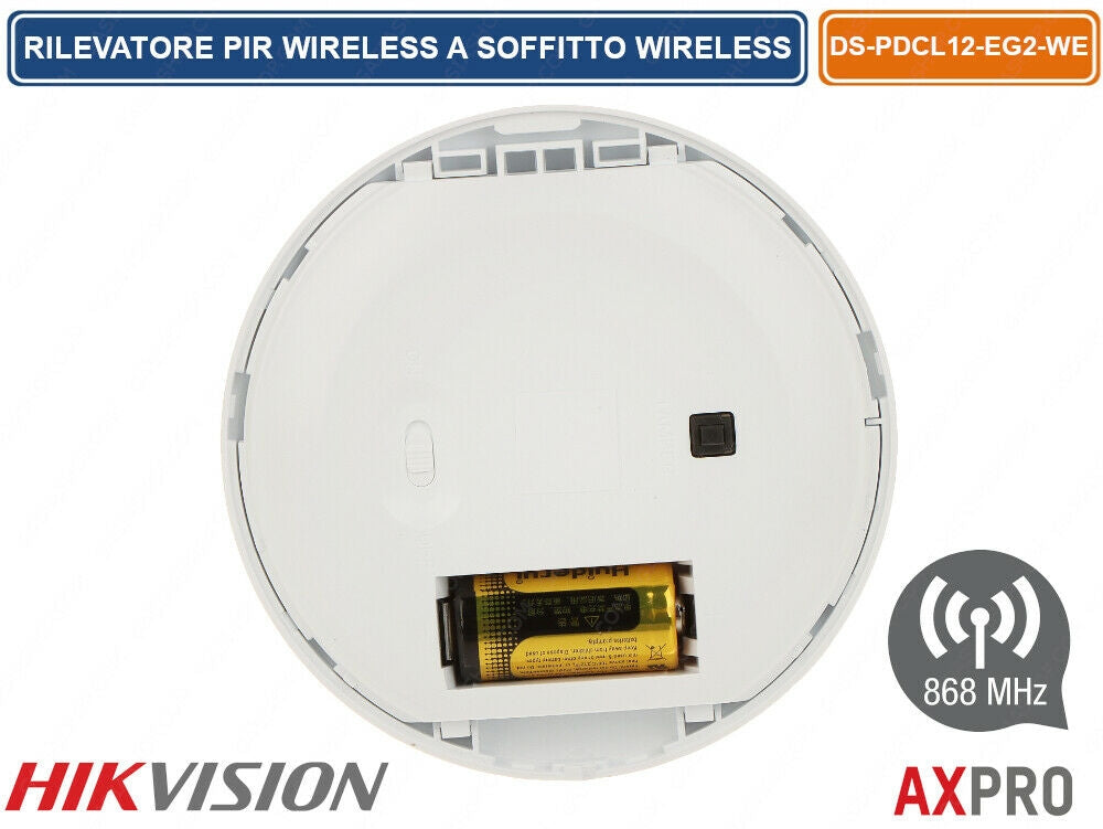 Rilevatore A Soffitto Pir Da Interno Wireless Hikvision Ax Pro  868 Mhz 8M 120°