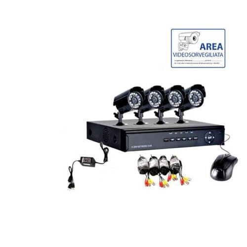 Kit Videosorveglianza 4 Telecamera Infrarossi + Dvr + Alimentatore + Cavi