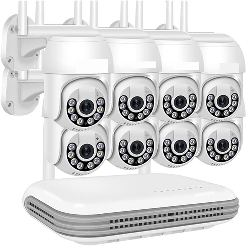 Kit Videosorveglianza Wireless Nvr 8 Canali 8 Telecamere 5Mpx  Ptz Motorizzate Wi-Fi
