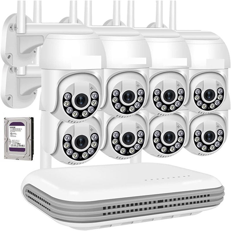 Kit Videosorveglianza Wireless Ptz Ip 4 Telecamere 5 Mpx Wifi Da Remoto 500 Gb