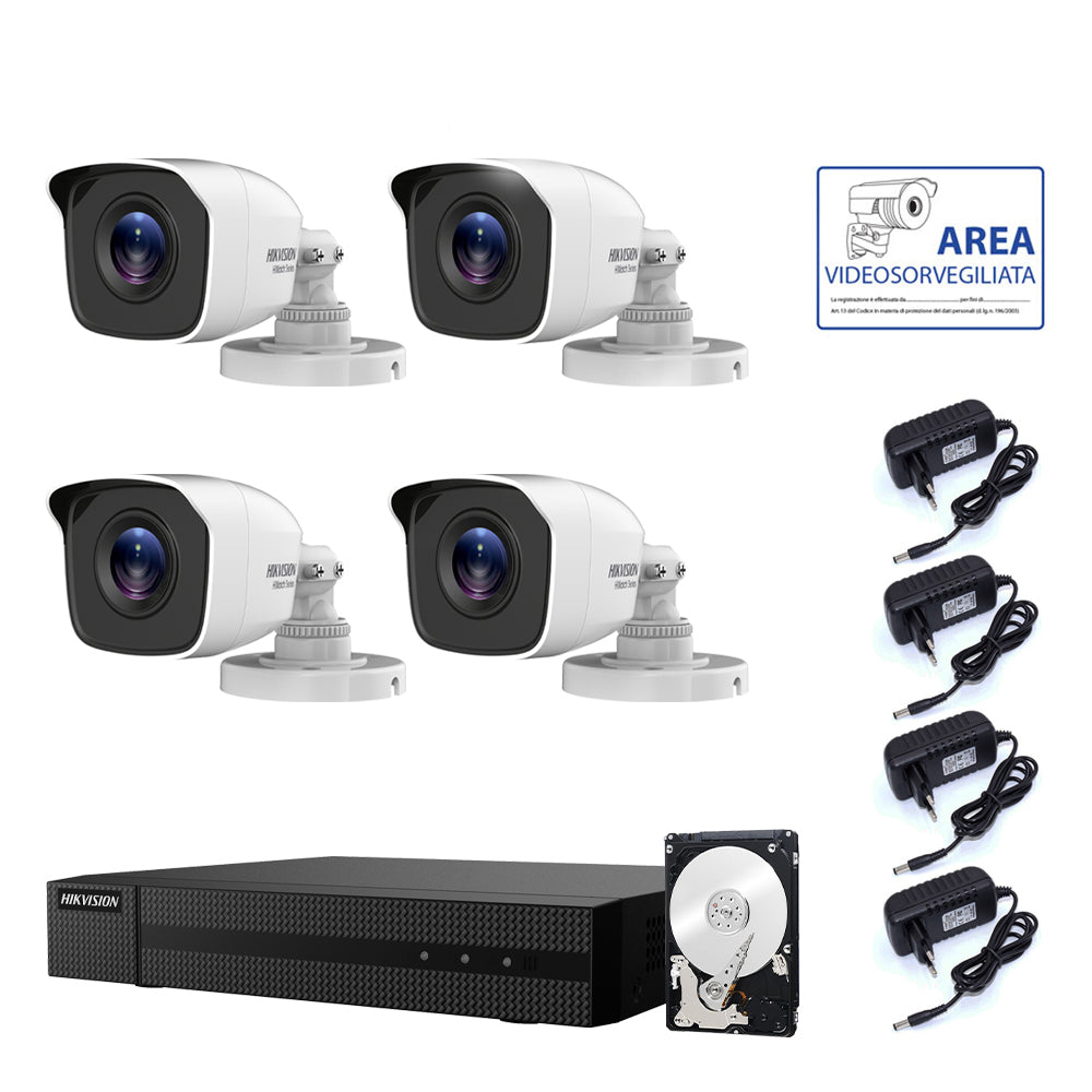 Kit Telecamere Hikvision Videosorveglianza Dvr 8 Canali 4 Telecamere 4 Mpx Hd 1Tb