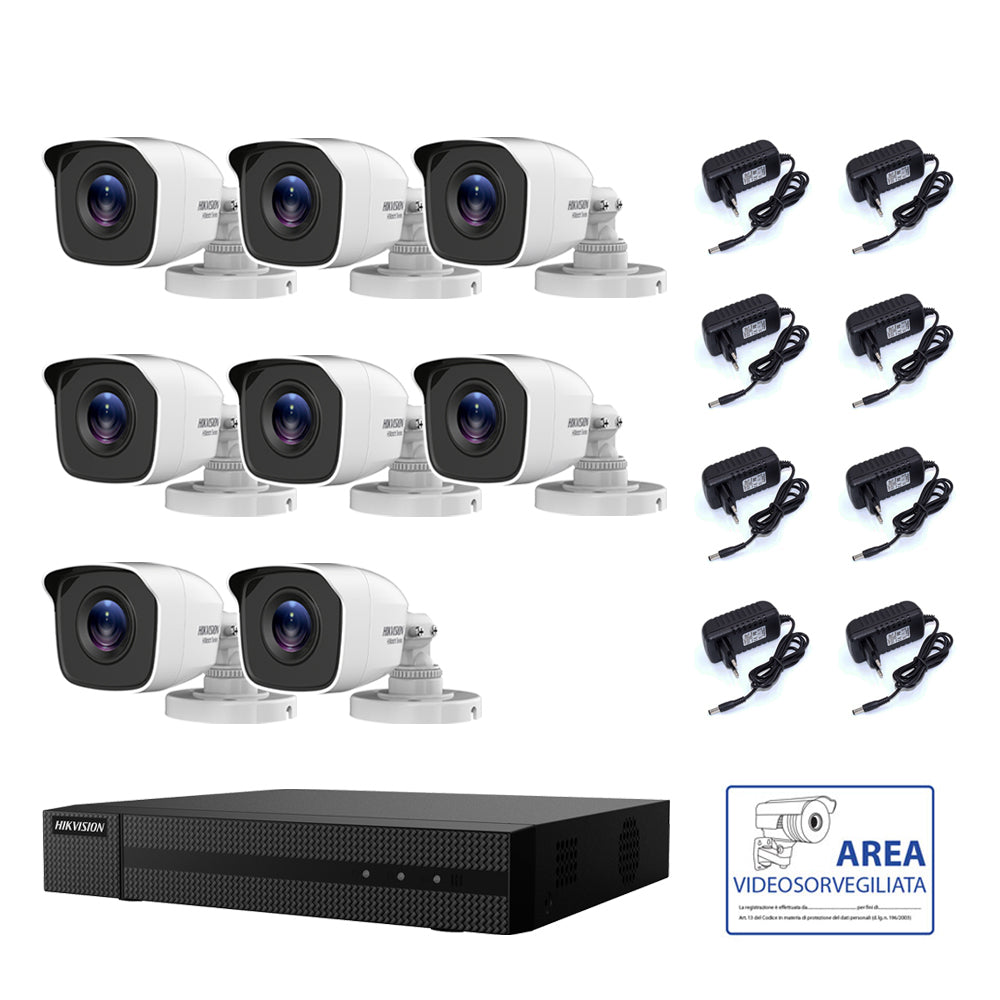 Kit Videosorveglianza Hikvision Dvr 8 Canali 8 Telecamere 4 Mpx