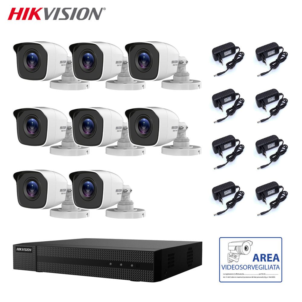 Kit Videosorveglianza Hikvision Dvr 8 Canali 8 Telecamere 2 Mpx